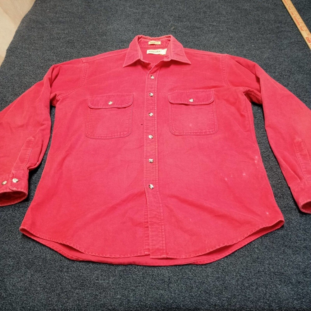 Vintage St Johns Bay Flannel Chamois Cloth Shirt Adult Large Red Button Up‎